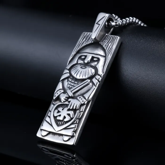 Steel Warrior Pendant – Stainless Steel Fade-Resistant Heroic Armor Necklace, Sci-Fi Style Jewelry Wholesale (In Stock)