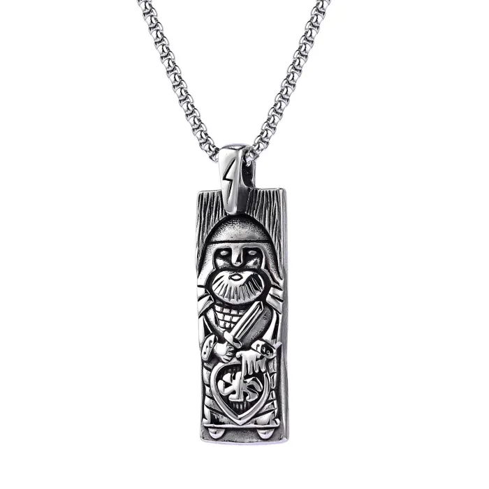 Steel Warrior Pendant – Stainless Steel Fade-Resistant Heroic Armor Necklace, Sci-Fi Style Jewelry Wholesale (In Stock)