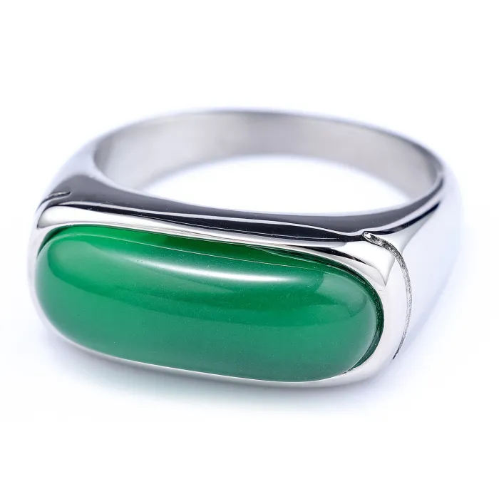 Unisex Gemstone Ring – Vintage Stainless Steel Fade-Resistant Couple Jewelry, Bold Fashion Accessory Wholesale