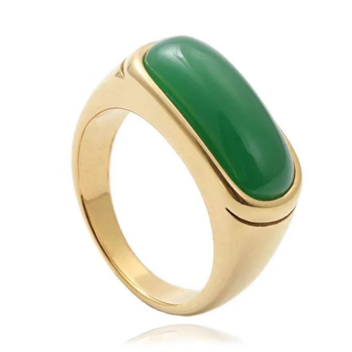 Unisex Gemstone Ring – Vintage Stainless Steel Fade-Resistant Couple Jewelry, Bold Fashion Accessory Wholesale