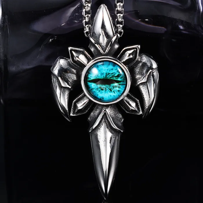 Eye of Horus Pendant – Polished Stainless Steel Egyptian Blue Eye Necklace, Symbolic Protection Jewelry Wholesale