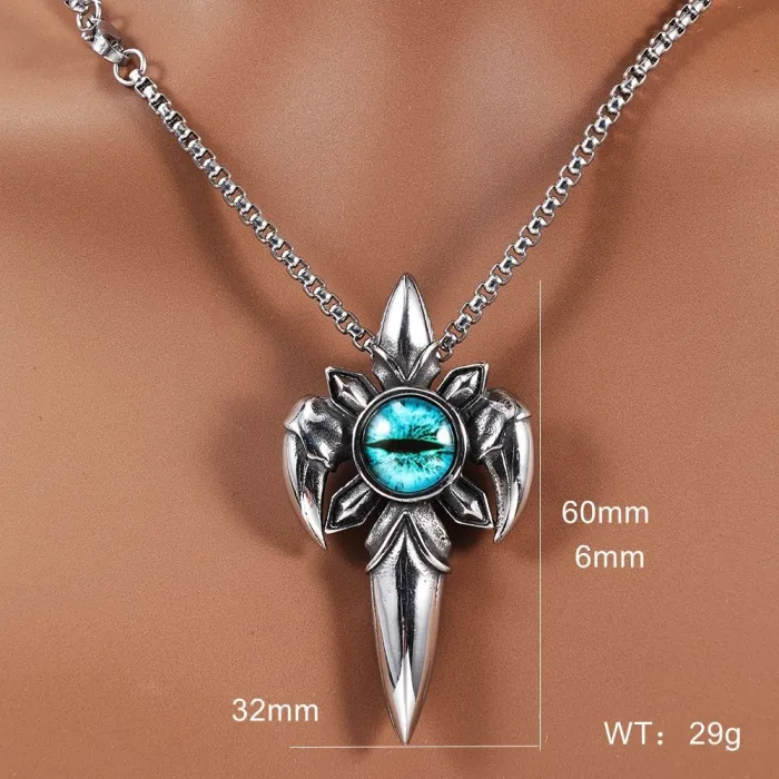 Eye of Horus Pendant – Polished Stainless Steel Egyptian Blue Eye Necklace, Symbolic Protection Jewelry Wholesale