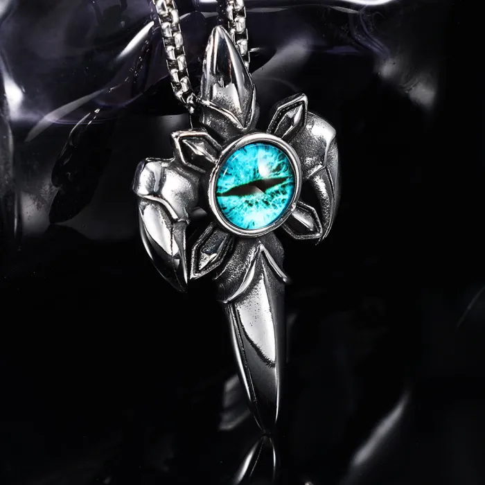 Eye of Horus Pendant – Polished Stainless Steel Egyptian Blue Eye Necklace, Symbolic Protection Jewelry Wholesale