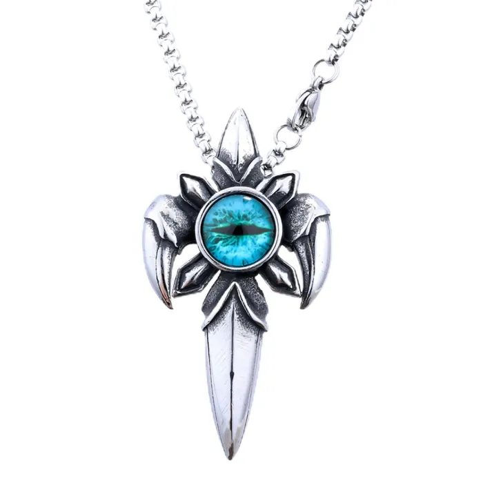 Eye of Horus Pendant – Polished Stainless Steel Egyptian Blue Eye Necklace, Symbolic Protection Jewelry Wholesale