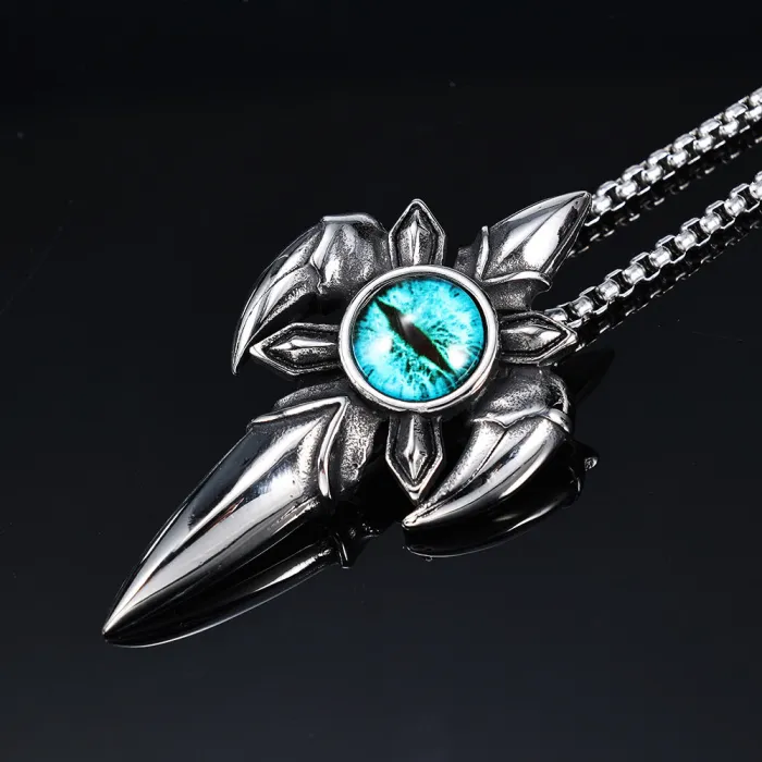 Eye of Horus Pendant – Polished Stainless Steel Egyptian Blue Eye Necklace, Symbolic Protection Jewelry Wholesale