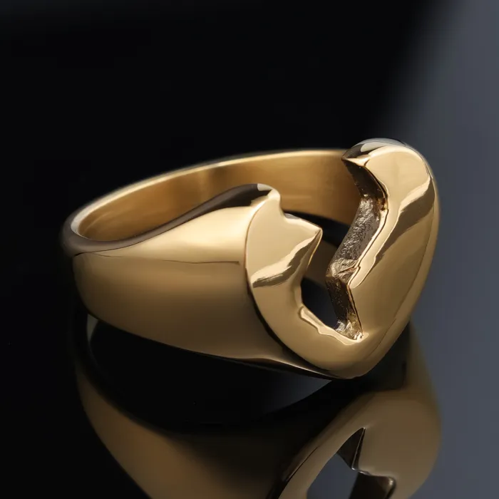 Broken Heart Ring – Unisex Stainless Steel Minimalist Streetwear Jewelry, Edgy Emotional Fashion Accessory Wholesale