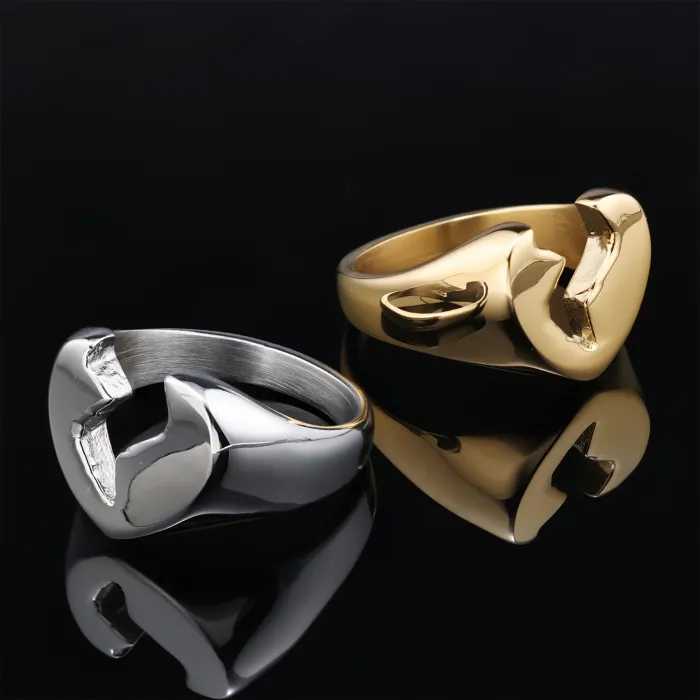 Broken Heart Ring – Unisex Stainless Steel Minimalist Streetwear Jewelry, Edgy Emotional Fashion Accessory Wholesale