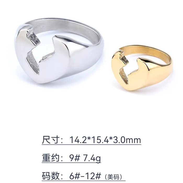 Broken Heart Ring – Unisex Stainless Steel Minimalist Streetwear Jewelry, Edgy Emotional Fashion Accessory Wholesale