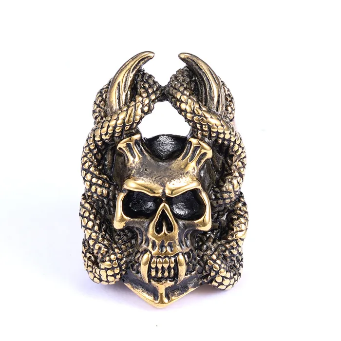 Skull and Snake Pendant – Stainless Steel Gothic Street Style Necklace for Men, Bold Daily Wear Jewelry Wholesale