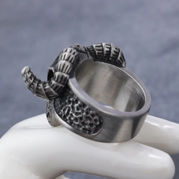 Ram Skull Ring – Gothic Goat Head Stainless Steel Ring for Men, Vintage Punk Style Statement Jewelry Wholesale