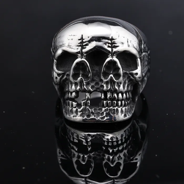 Triple Skull Ring – Unisex Titanium Steel Gothic Punk Three-Face Skeleton Ring, Bold Statement Jewelry Wholesale