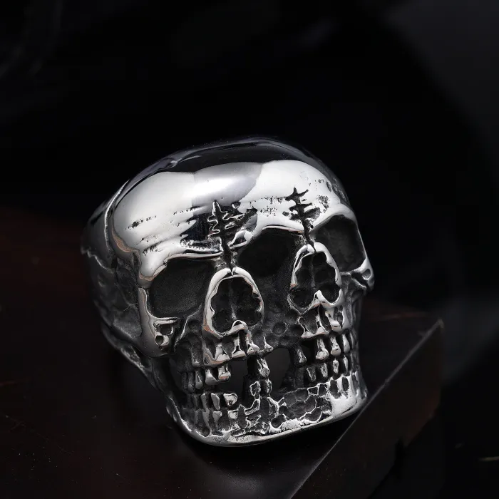Triple Skull Ring – Unisex Titanium Steel Gothic Punk Three-Face Skeleton Ring, Bold Statement Jewelry Wholesale