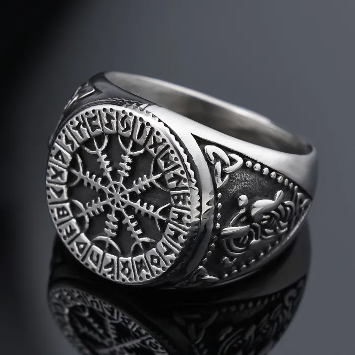 Viking Rune Ring – Vintage Stainless Steel Norse Symbol Ring for Men, Bold Nordic Design Jewelry Wholesale (In Stock)
