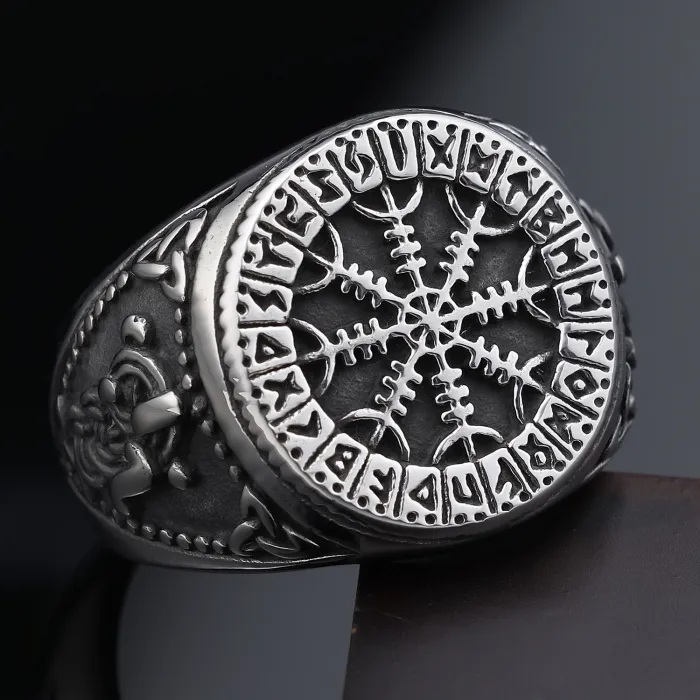 Viking Rune Ring – Vintage Stainless Steel Norse Symbol Ring for Men, Bold Nordic Design Jewelry Wholesale (In Stock)