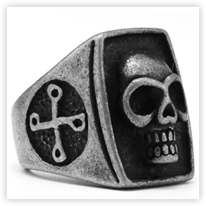 Cross Skull Ring – Hip-Hop Biker Style Stainless Steel Men’s Animal Totem Ring, Bold Gothic Vintage Jewelry Wholesale