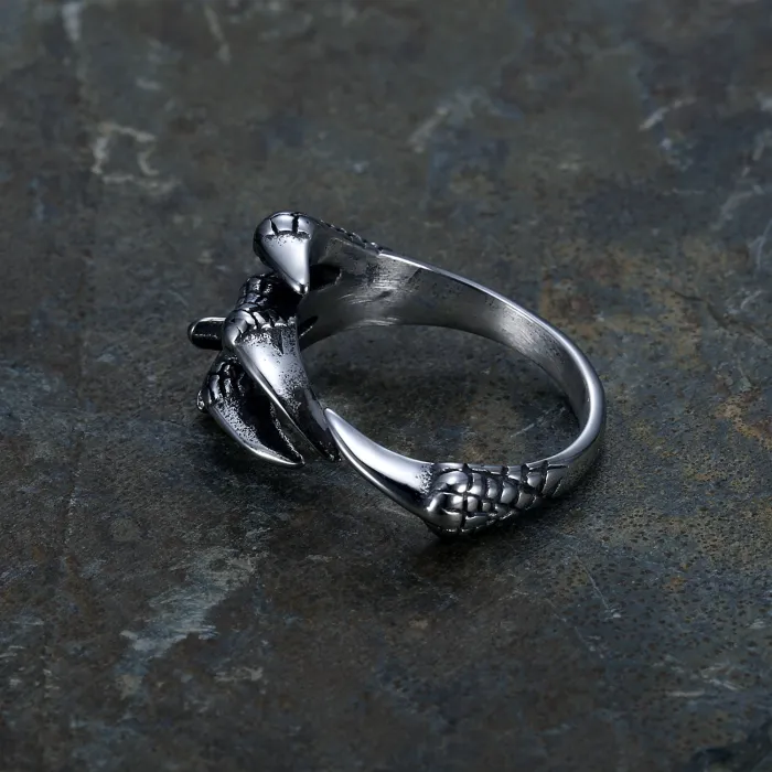 Dragon Claw Adjustable Ring – Polished Stainless Steel Unisex Statement Jewelry, Bold Open Band Spring Fashion Wholesale