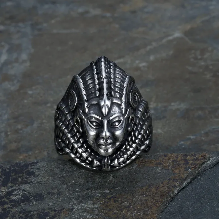 Pharaoh Ring – Vintage Egyptian Style Polished Stainless Steel Men’s Statement Accessory, Fade-Resistant Unique Jewelry Wholesale
