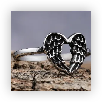 Wing Band Ring – Classic Stainless Steel Unisex Vintage Style Feather Ring, Minimalist Guardian Jewelry Wholesale