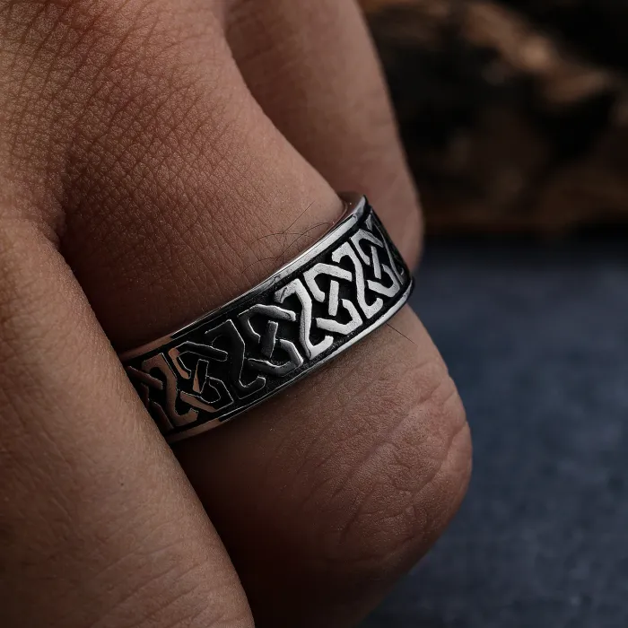 Viking Celtic Band Ring – Titanium Steel Totem Ring, Rust-Proof Norse Knot Circle Jewelry for Men & Women Wholesale