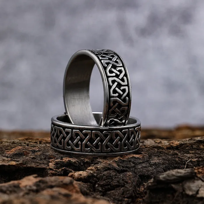 Viking Celtic Band Ring – Titanium Steel Totem Ring, Rust-Proof Norse Knot Circle Jewelry for Men & Women Wholesale