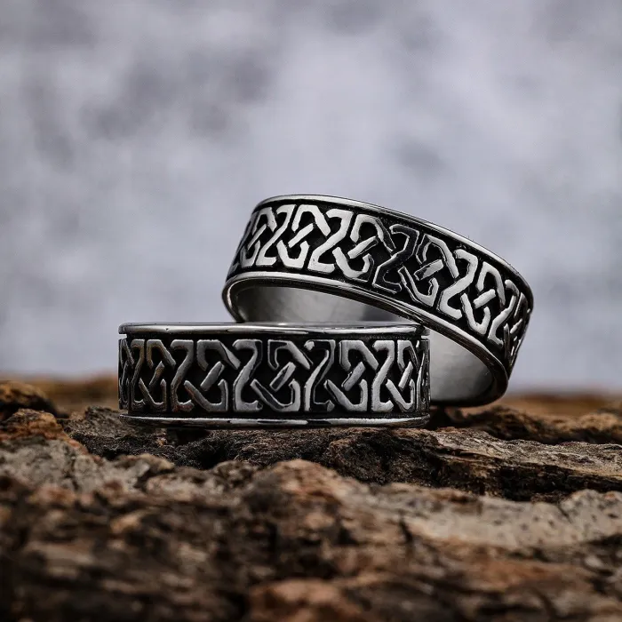 Viking Celtic Band Ring – Titanium Steel Totem Ring, Rust-Proof Norse Knot Circle Jewelry for Men & Women Wholesale