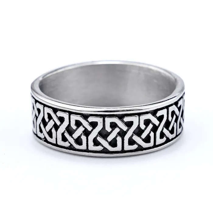 Viking Celtic Band Ring – Titanium Steel Totem Ring, Rust-Proof Norse Knot Circle Jewelry for Men & Women Wholesale