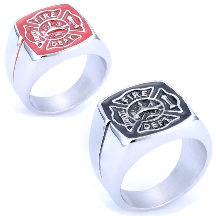 Firefighter Red Ring – Titanium Steel Rust-Proof Fire Dept Tribute Ring, Bold Fade-Resistant Statement Jewelry Wholesale
