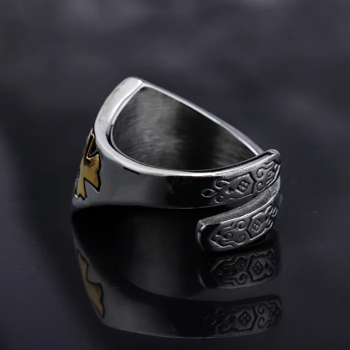 All-Seeing Eye Triangle Ring – 3D Geometric Titanium Steel Men’s Fashion Jewelry, Symbolic Statement Ring Wholesale