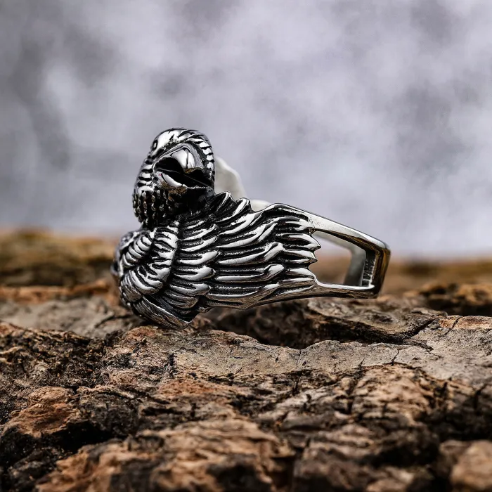 Double Eagle Head Ring – Bold Twisted Design Stainless Steel Animal Totem Ring, Men’s Fashion Jewelry Wholesale