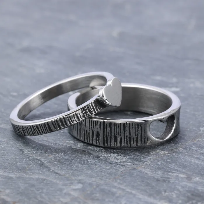 LOVE Couple Rings – Minimalist Titanium Steel Matching Heart Bands, Unisex INS-Style Fashion Jewelry Wholesale