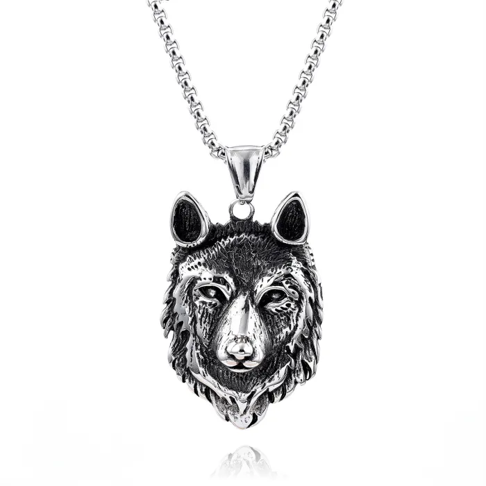 Arctic Wolf Pendant – 316L Stainless Steel Fierce Wolf Head Necklace, Men’s Fashion Totem Jewelry Wholesale