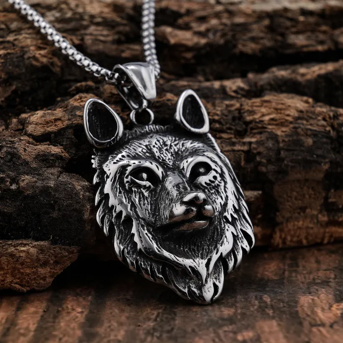 Arctic Wolf Pendant – 316L Stainless Steel Fierce Wolf Head Necklace, Men’s Fashion Totem Jewelry Wholesale