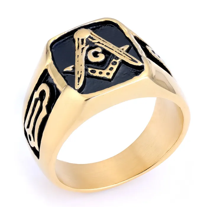 Freemason AG Ring – Bold Stainless Steel Masonic Symbol Titanium Steel Unisex Ring, Wholesale Fashion Statement Jewelry