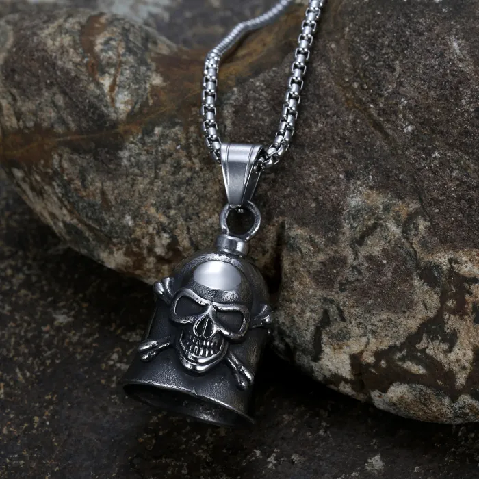 Motorcycle Guardian Bell – Vintage Skull Rider Charm, Stainless Steel Biker Protection Bell Wholesale