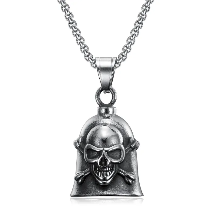 Motorcycle Guardian Bell – Vintage Skull Rider Charm, Stainless Steel Biker Protection Bell Wholesale