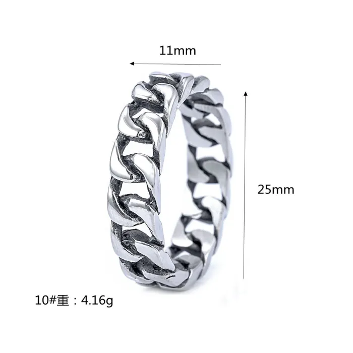 Motorcycle Chain Ring – Unisex Titanium Steel Biker Band, Industrial Style Circle Ring Wholesale In Stock