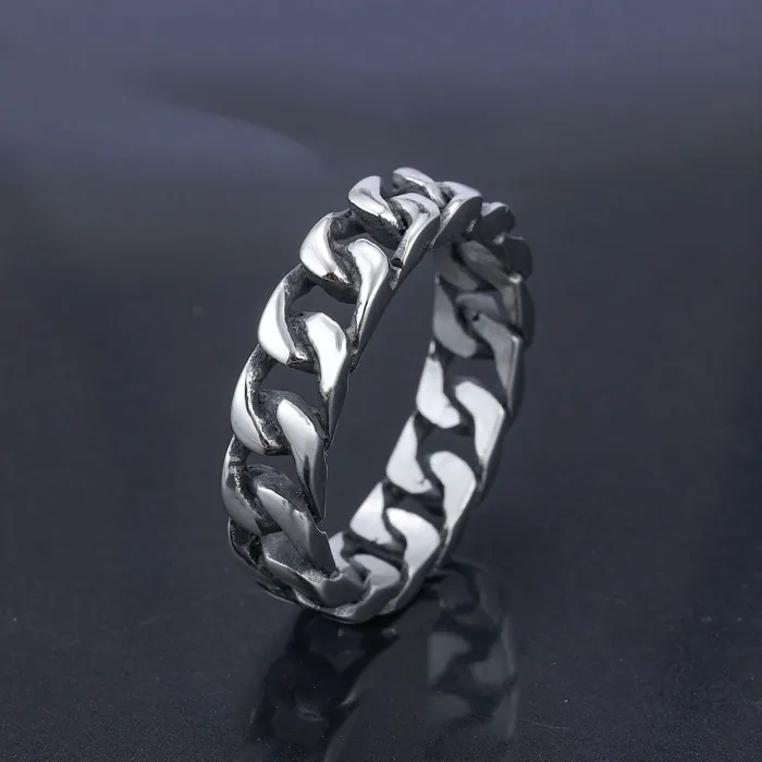 Motorcycle Chain Ring – Unisex Titanium Steel Biker Band, Industrial Style Circle Ring Wholesale In Stock