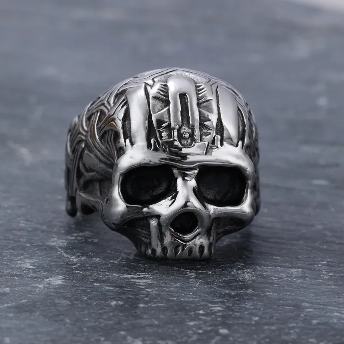 Skull Ring – Unisex Titanium Steel Gothic Punk Style Stainless Steel Skull Band, Wholesale Fashion Jewelry