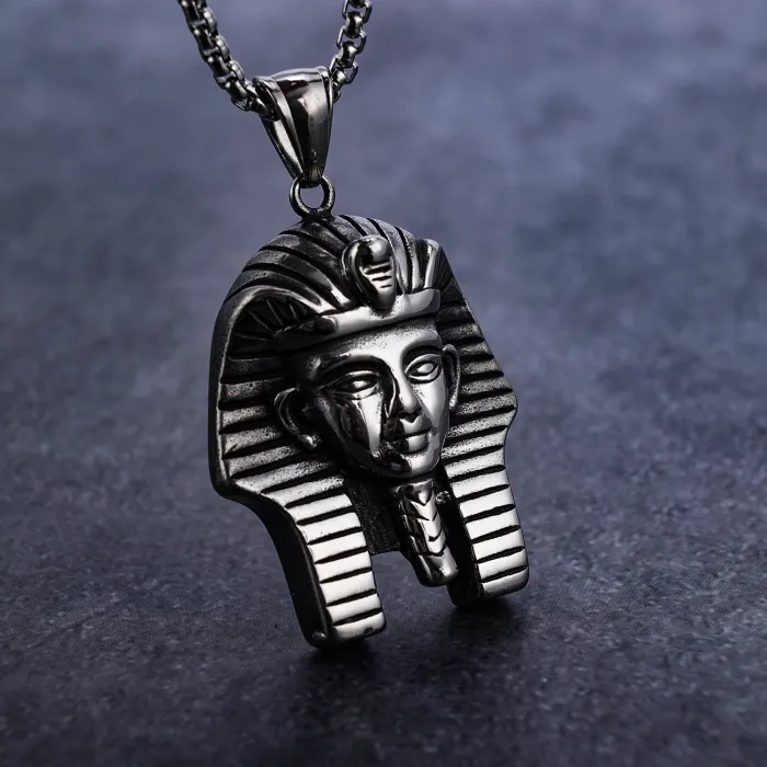 Ancient Egyptian Serpent Pendant – Snake-Body Pharaoh Head Stainless Steel Amulet Necklace, Mythical Jewelry Wholesale