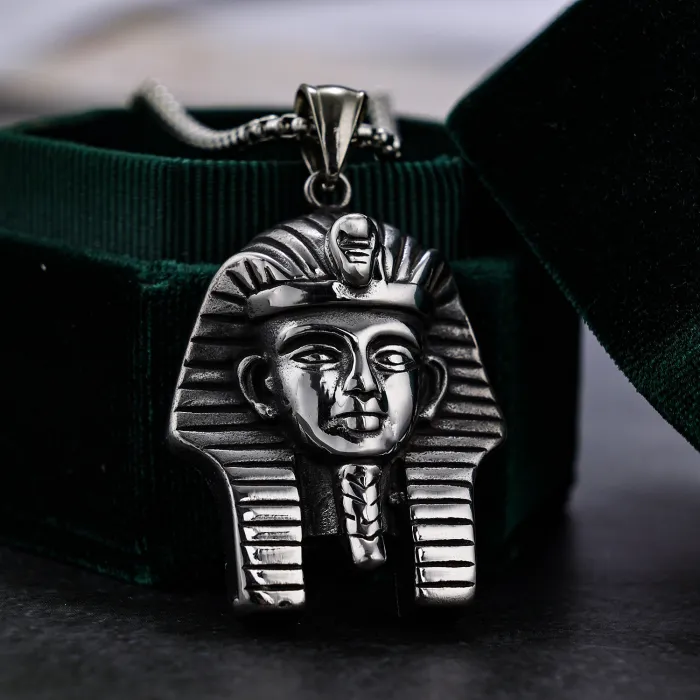 Ancient Egyptian Serpent Pendant – Snake-Body Pharaoh Head Stainless Steel Amulet Necklace, Mythical Jewelry Wholesale