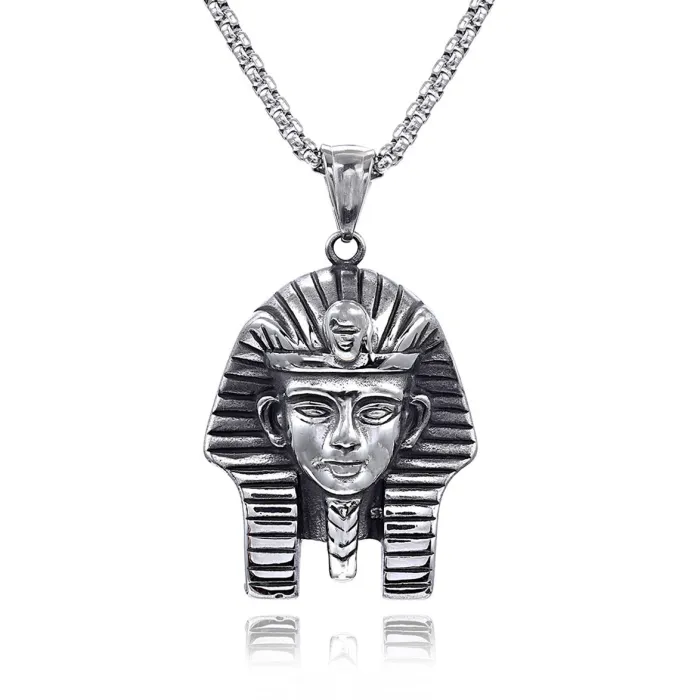 Ancient Egyptian Serpent Pendant – Snake-Body Pharaoh Head Stainless Steel Amulet Necklace, Mythical Jewelry Wholesale