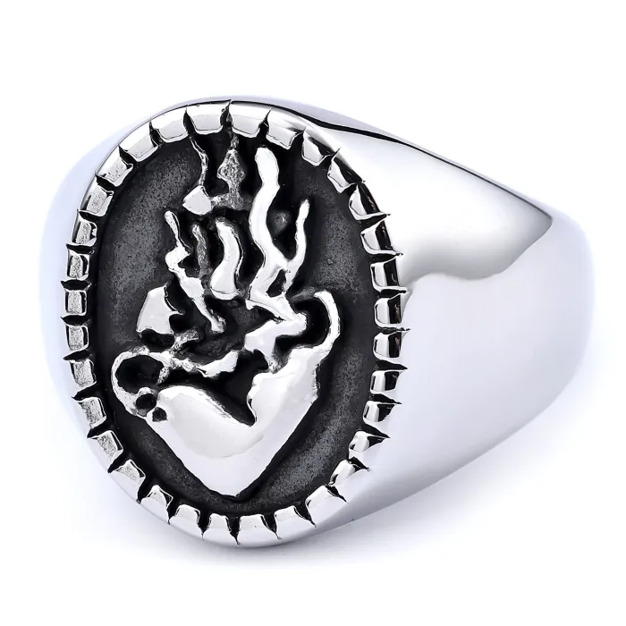 Sacred Heart Flame Ring – Unisex Titanium Steel Heartfire Symbol Band, Gothic Religious Style Jewelry Wholesale
