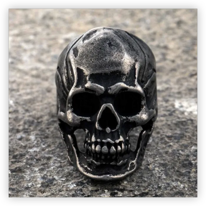 Polished Skull Ring – Titanium Steel Punk Style Men’s Gothic Band, Wholesale In Stock