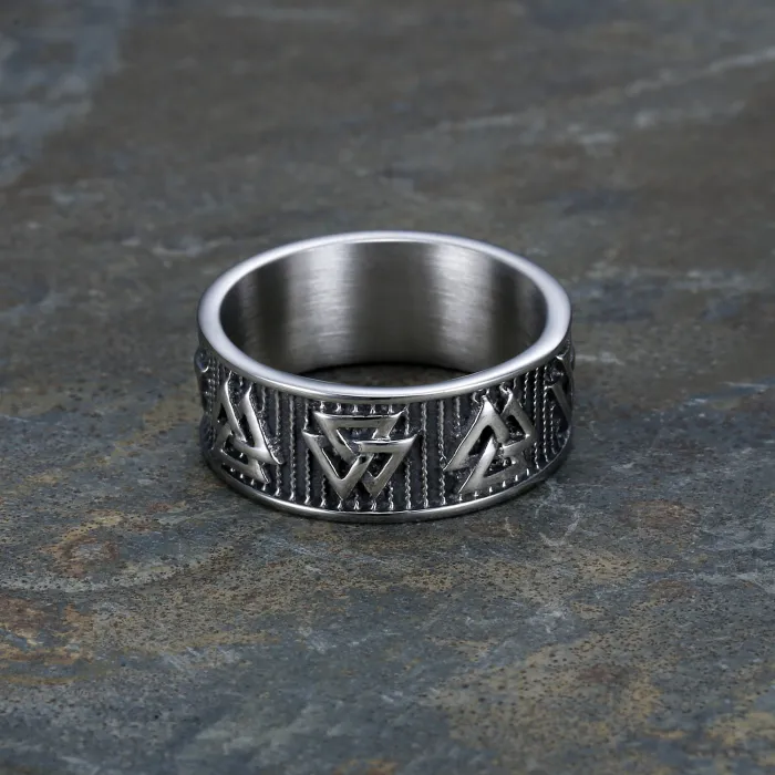 Viking Legend Ring – Unisex Titanium Steel Norse Symbol Band, Nordic Heritage Jewelry Wholesale In Stock