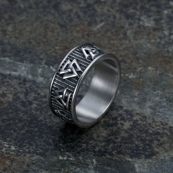 Viking Legend Ring – Unisex Titanium Steel Norse Symbol Band, Nordic Heritage Jewelry Wholesale In Stock
