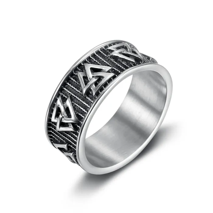 Viking Legend Ring – Unisex Titanium Steel Norse Symbol Band, Nordic Heritage Jewelry Wholesale In Stock