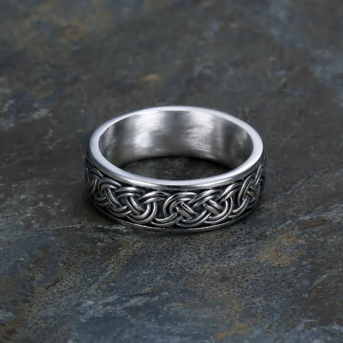Minimalist Woven Texture Ring – Titanium Steel Braided Pattern Band, Unisex Fashion Jewelry Wholesale In Stock