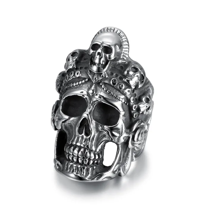 Undead Warrior Skull Ring – Titanium Steel Northern Army-Inspired Men’s Gothic Band, Fantasy Jewelry Wholesale