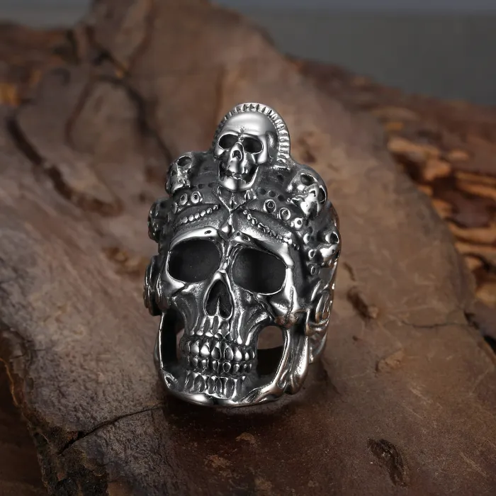 Undead Warrior Skull Ring – Titanium Steel Northern Army-Inspired Men’s Gothic Band, Fantasy Jewelry Wholesale
