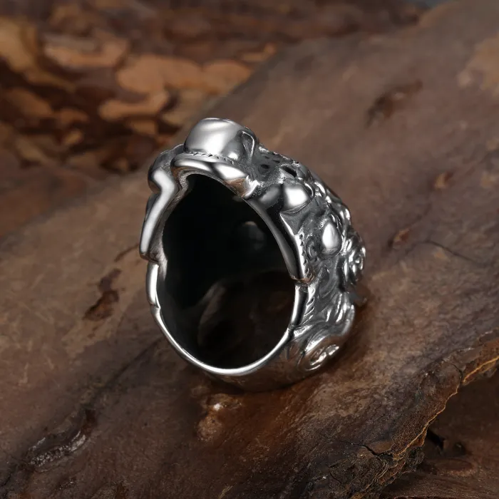 Undead Warrior Skull Ring – Titanium Steel Northern Army-Inspired Men’s Gothic Band, Fantasy Jewelry Wholesale